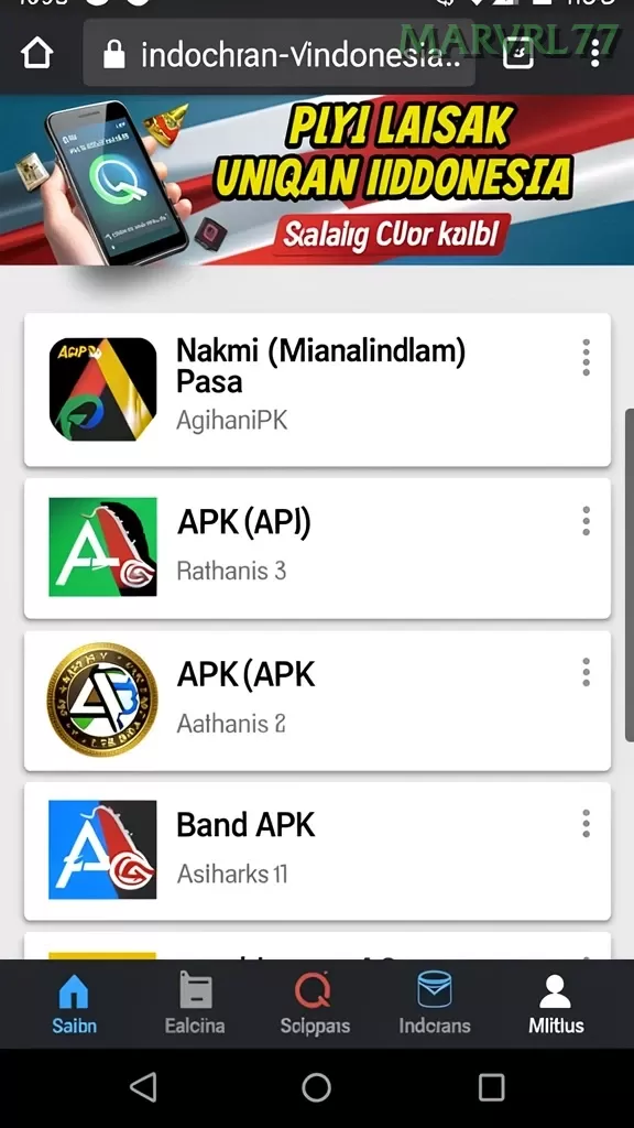 Cuplikan layar KOKO5000 — menu navigasi